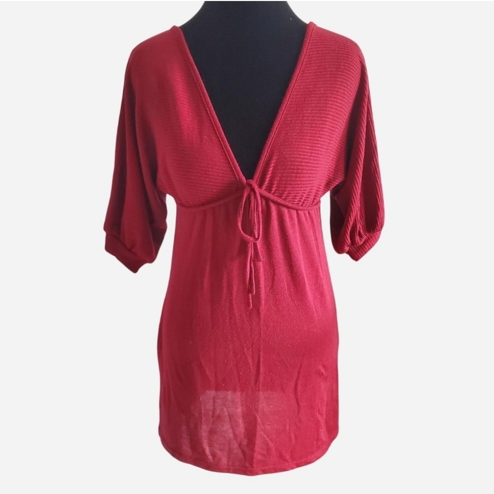 VTG Y2K Wet Seal Red BabyDoll Long Top Size S Dolman Sleeve Coquette Preppy
